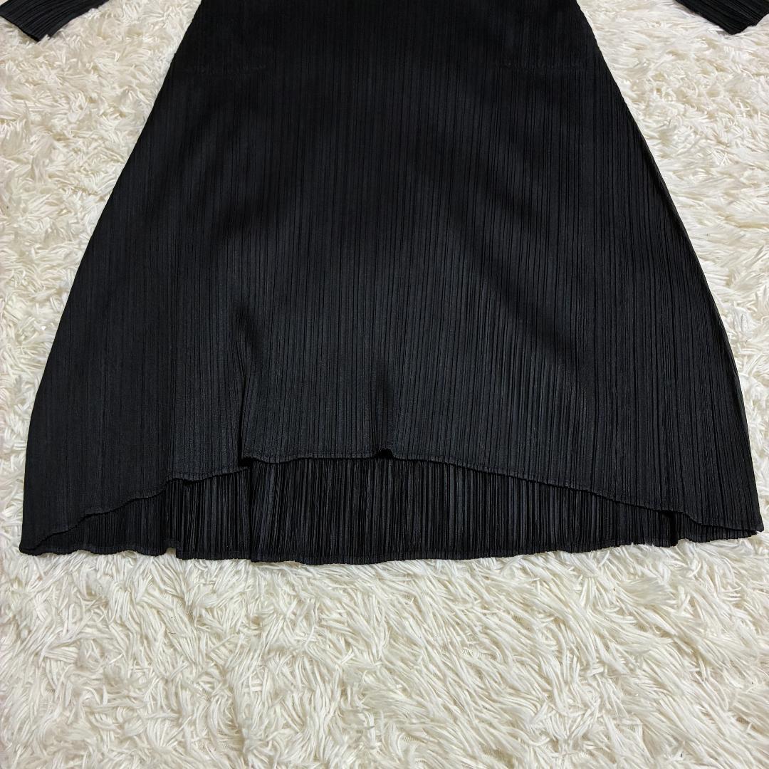 【美品】ISSEI MIYAKE　プリーツプリーズ　7分袖ワンピース　大きめ