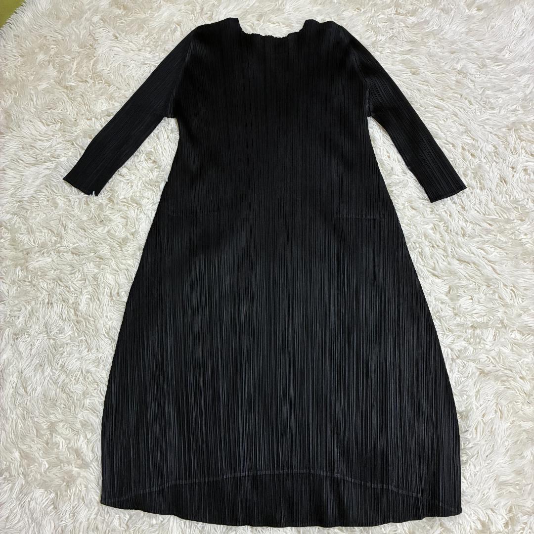 【美品】ISSEI MIYAKE　プリーツプリーズ　7分袖ワンピース　大きめ