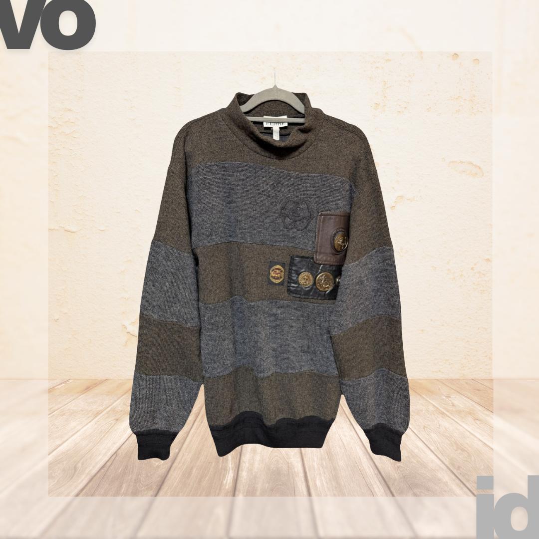 80s 90s VINTAGE ジャンフランコフェレ レザー デザインニット