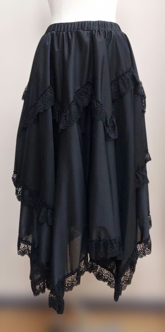 公*o様 アトリエボズ 黒いアシンメトリーロングスカートレース