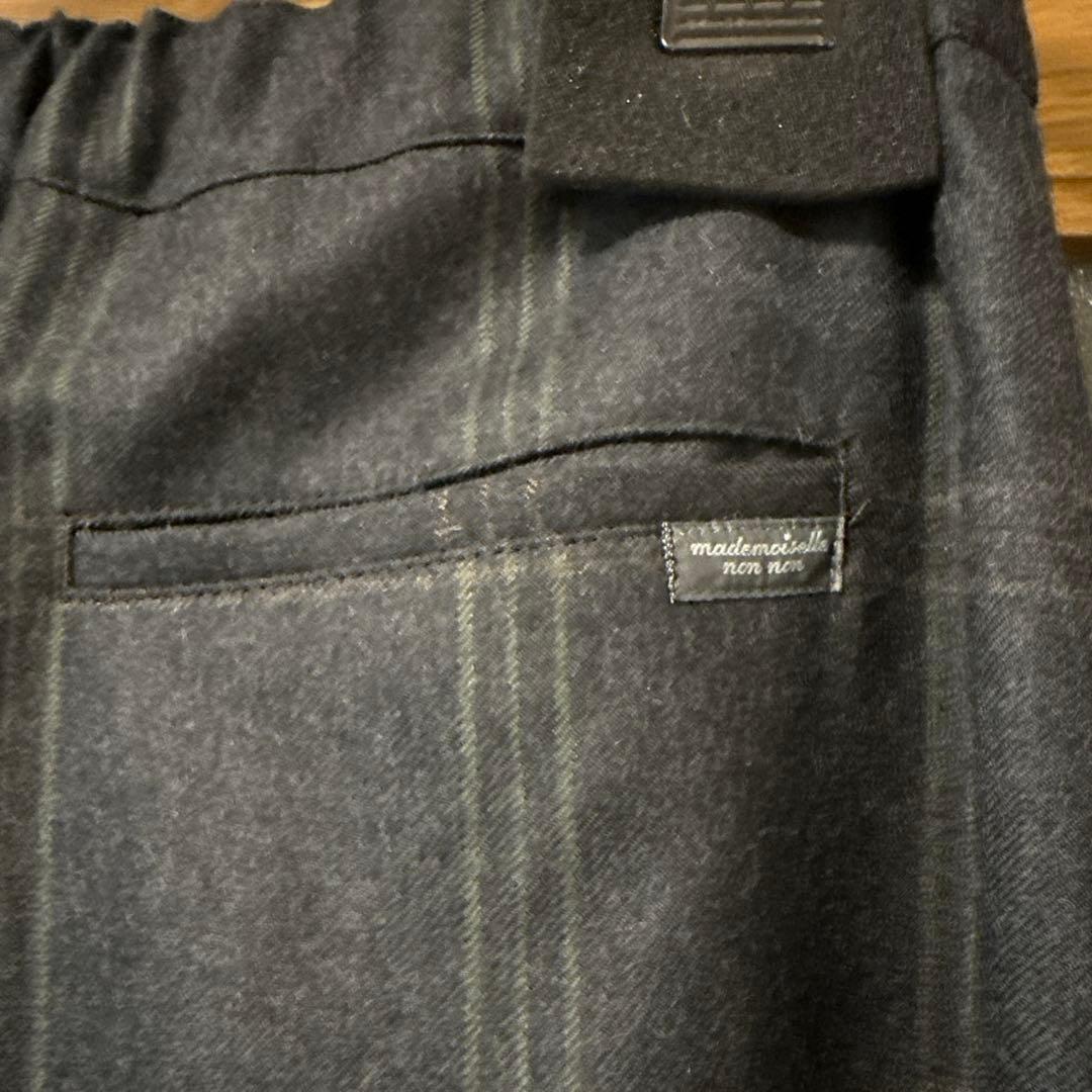 【未使用品】マドモアゼルノンノン　ウール100%ガウチョパンツ チャコールグレー