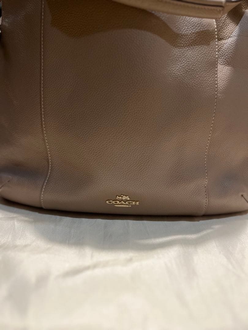 COACH ベージュ レザー ショルダーバッグ