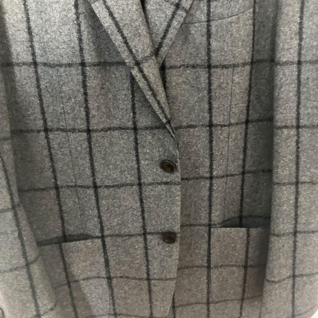 美品 BEAMS ウールシルク ウインドウペーン 秋冬 ジャケット グレー 50