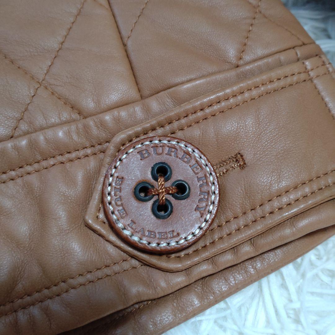 極美品　バーバリーブルーレーベル　ラムレザー　ノバチェック　フォックスファー