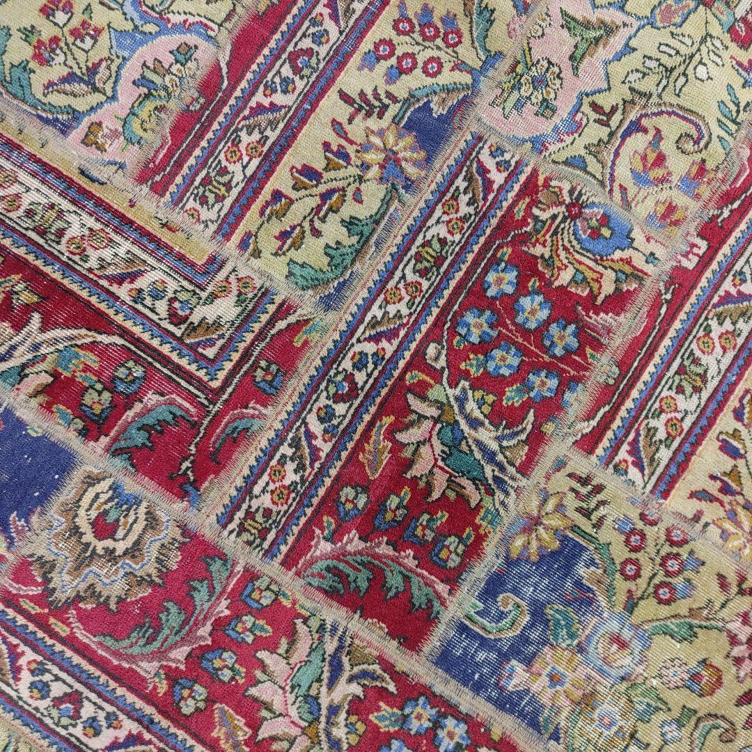 ペルシャ絨毯 パッチワーク アンティーク 206x146手織り クリーニング済み