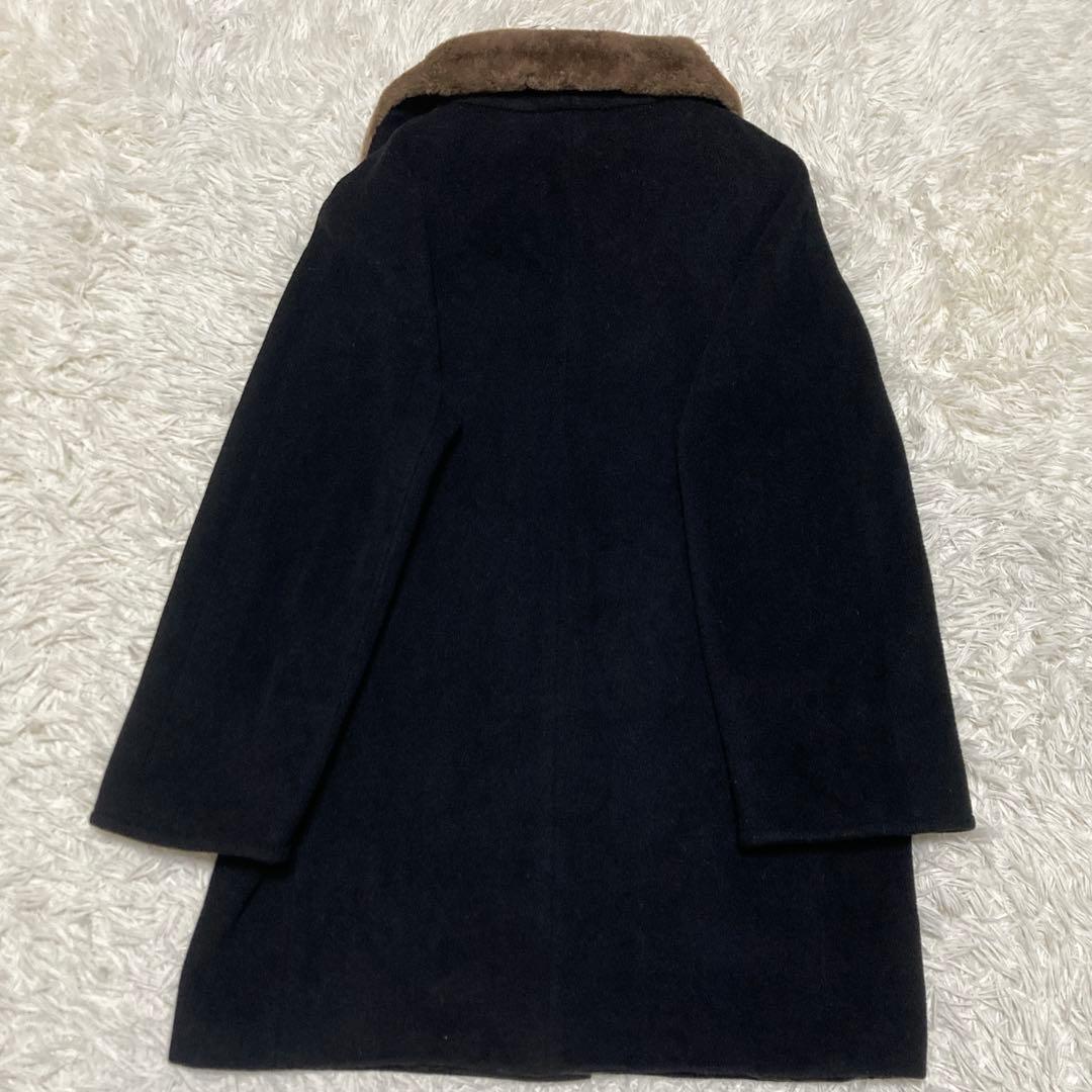 美品✨MAXMARA ヌートリアファー　コート　銀タグ　XL 黒　ミドル　ウール