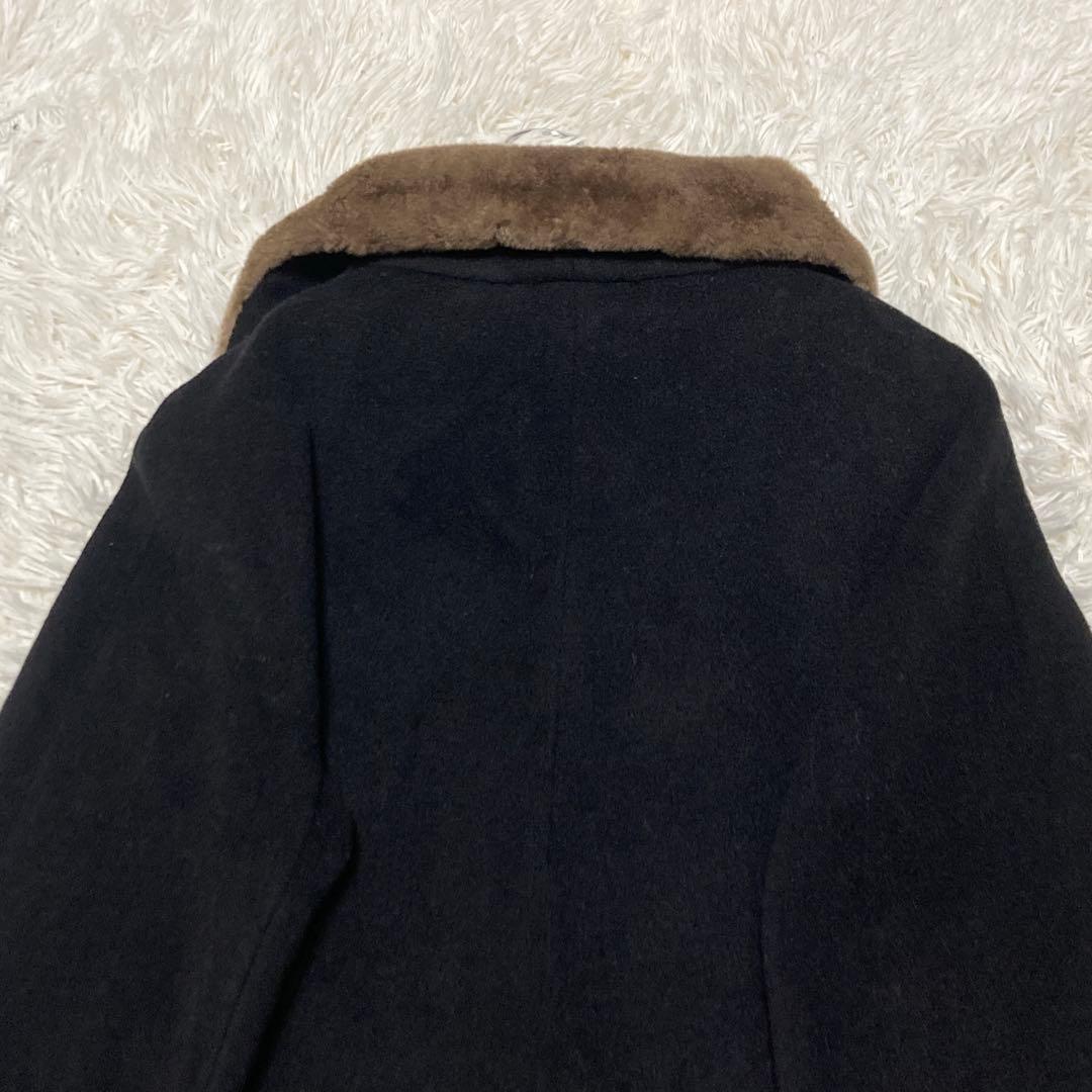 美品✨MAXMARA ヌートリアファー　コート　銀タグ　XL 黒　ミドル　ウール