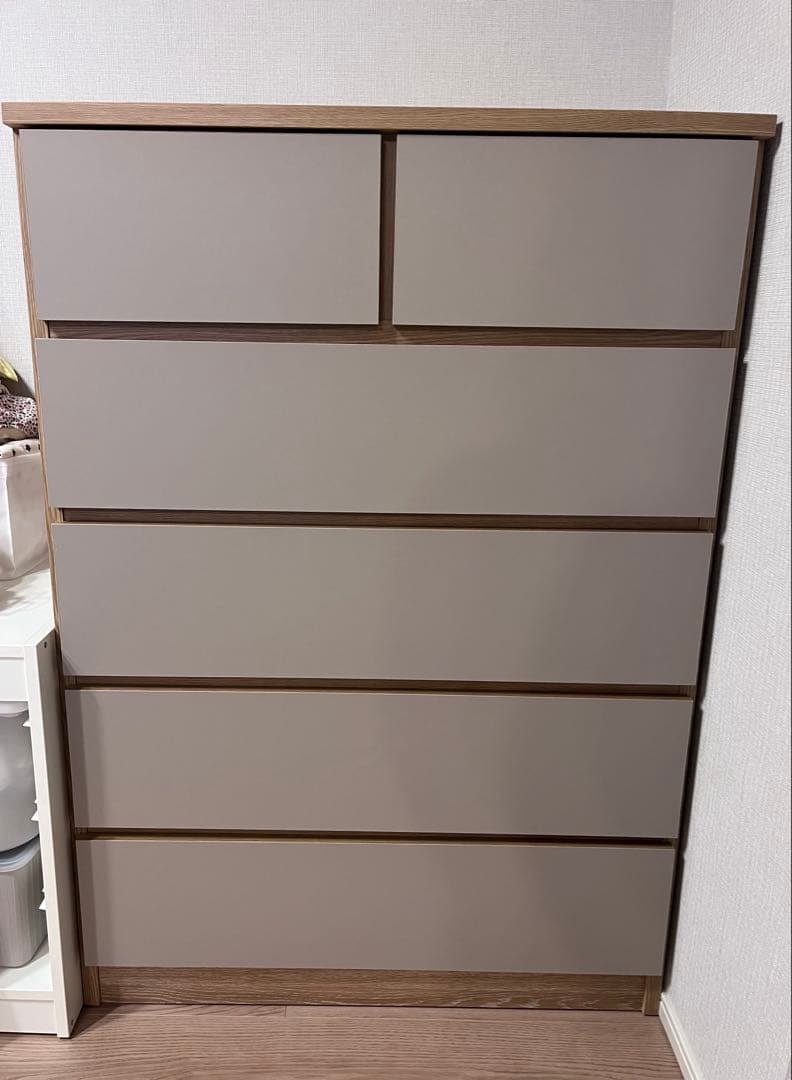 大川家具 木製 ハイチェスト グレージュ 北欧 韓国