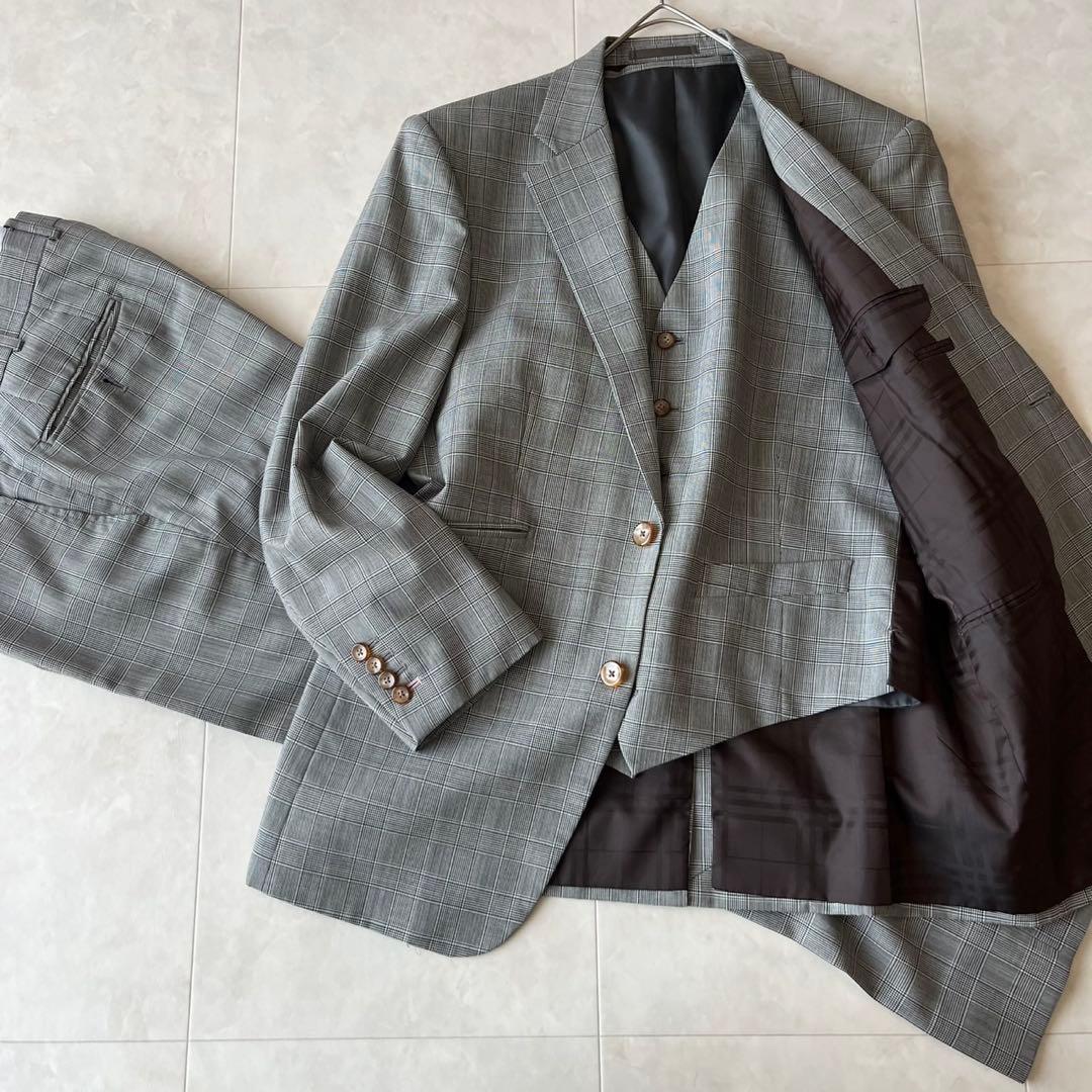 仕立良✨MAISON Re:TAILOR グレンチェック3Pスーツ グレーL