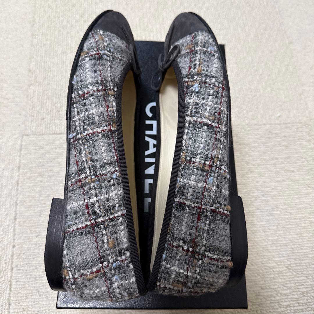 CHANEL ツイードバレリーナシューズ 39.5