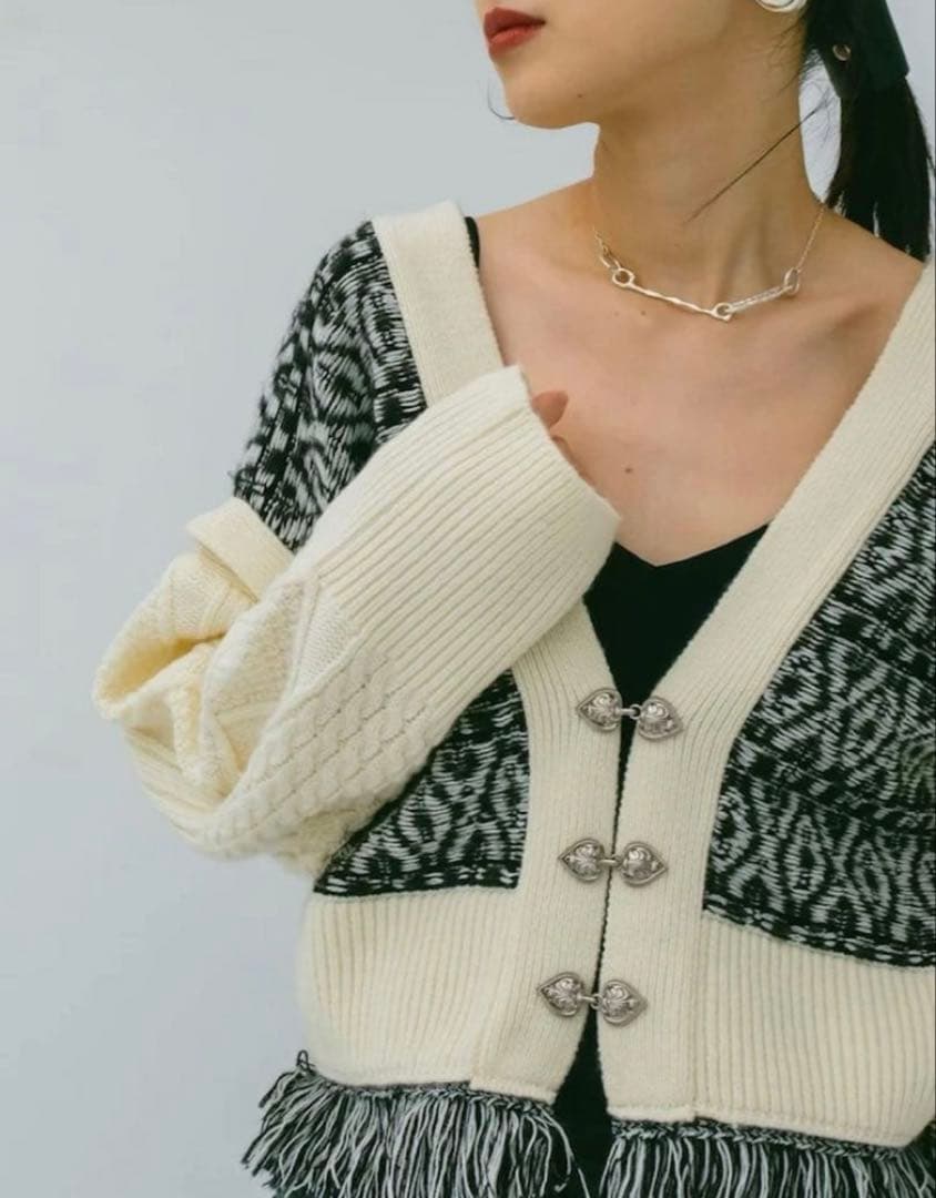 marte 2wayバイカラー ニット カーディガン