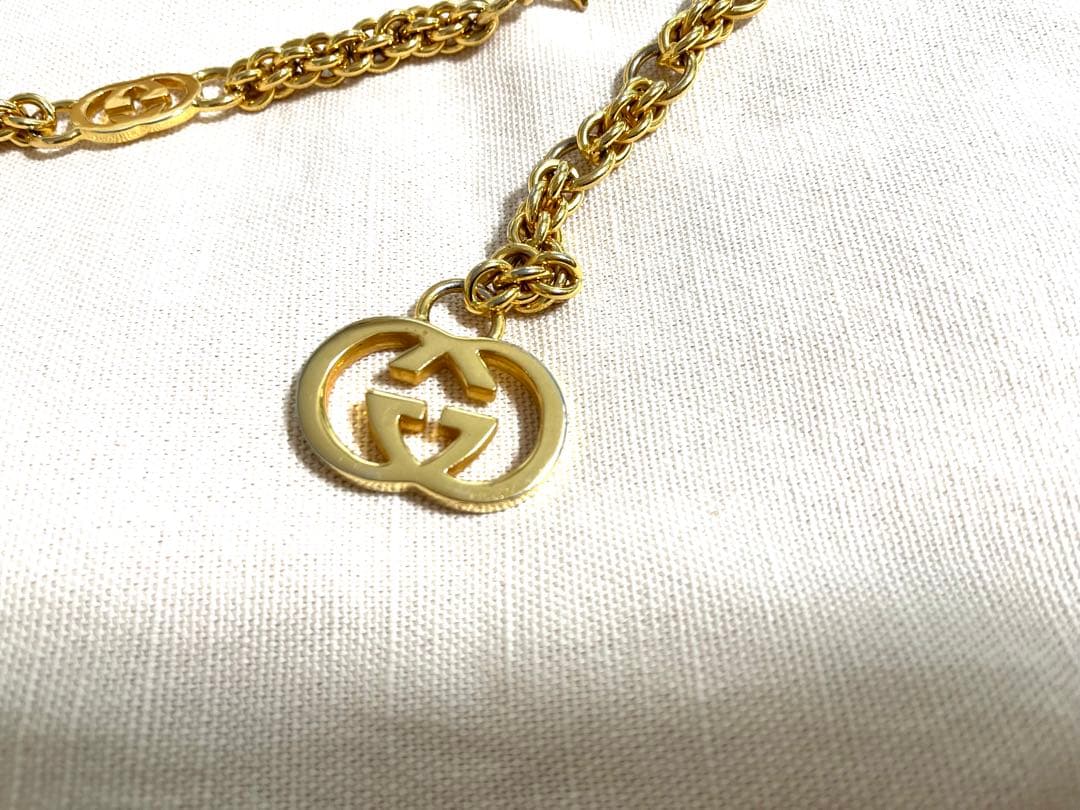 gucci ゴールド　インターロッキングチェーンベルト　ヴィンテージ