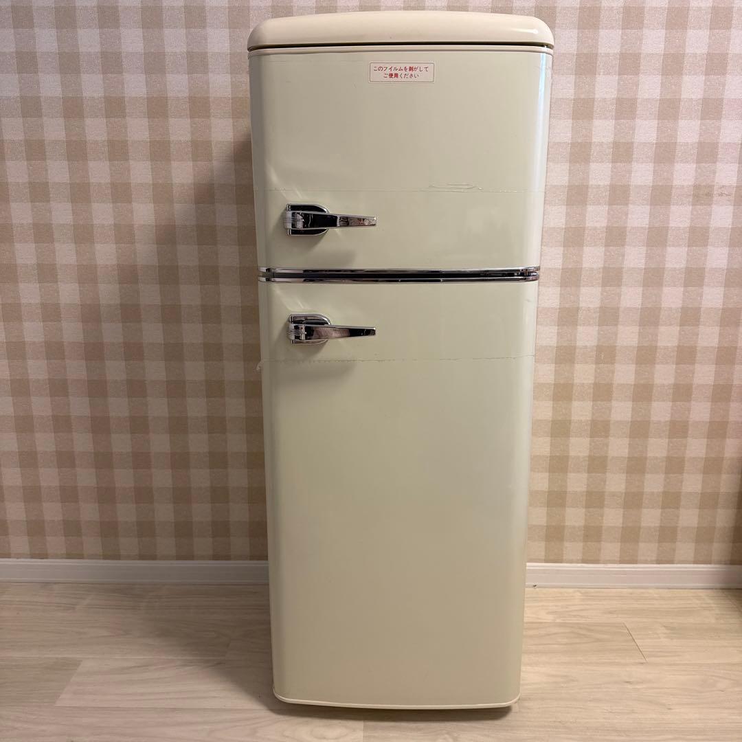 レトロ クリーム色 2ドア冷蔵庫