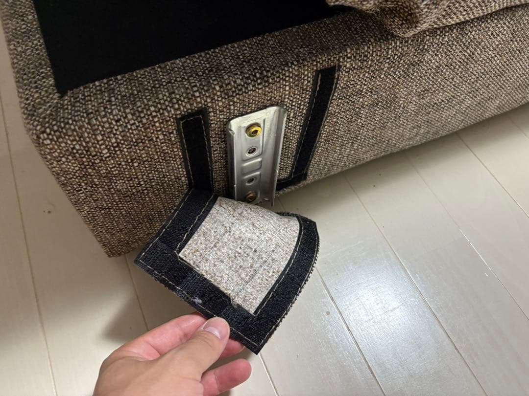 モダンデコ ソファベッド 2人掛け ファブリック グレー スツール付