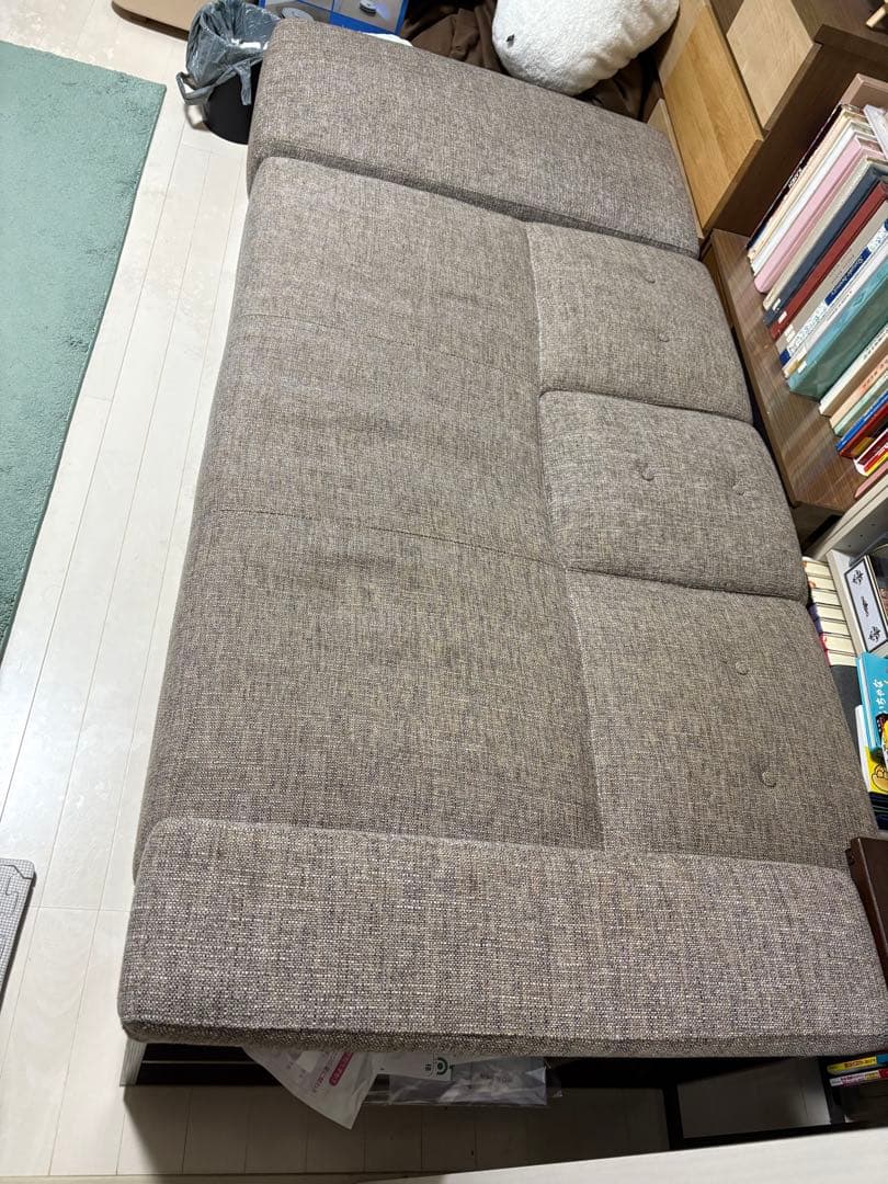 モダンデコ ソファベッド 2人掛け ファブリック グレー スツール付