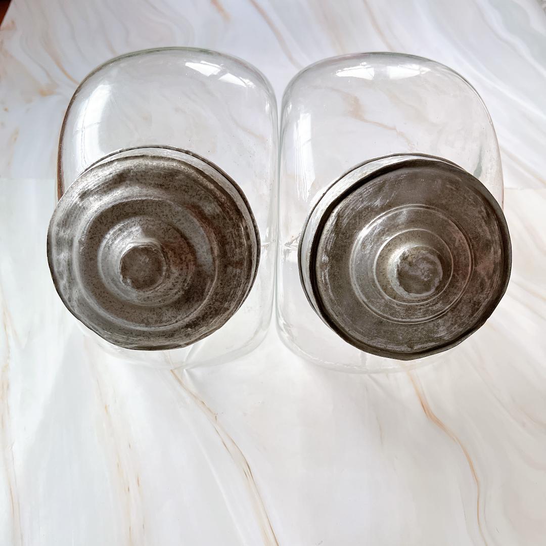 2点セット 猫瓶 ガラス瓶 レトロ アンティーク キャニスター 昭和 駄菓子