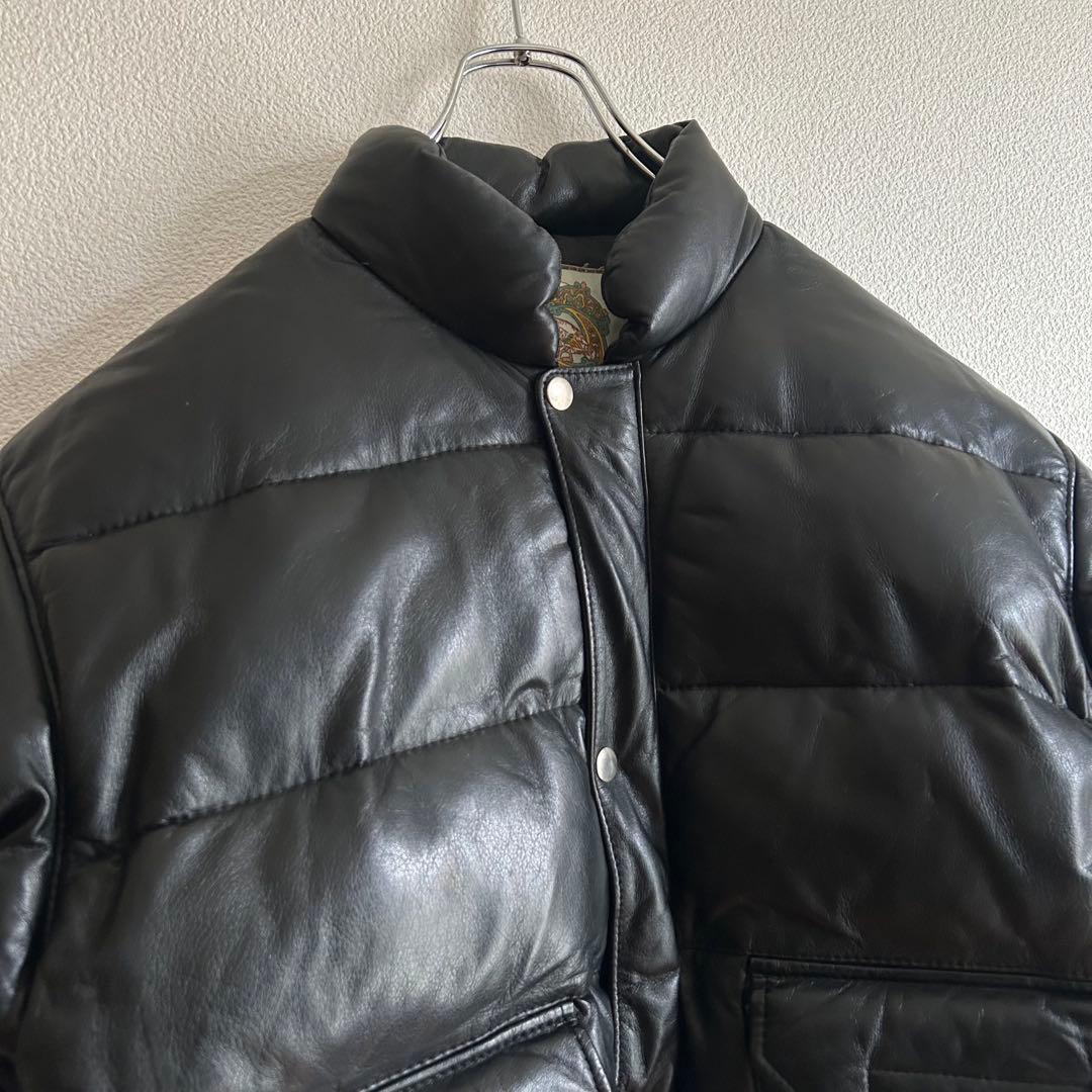 FREEDOM フリーダム ダウンジャケット レザー 牛革 y2k ブラック