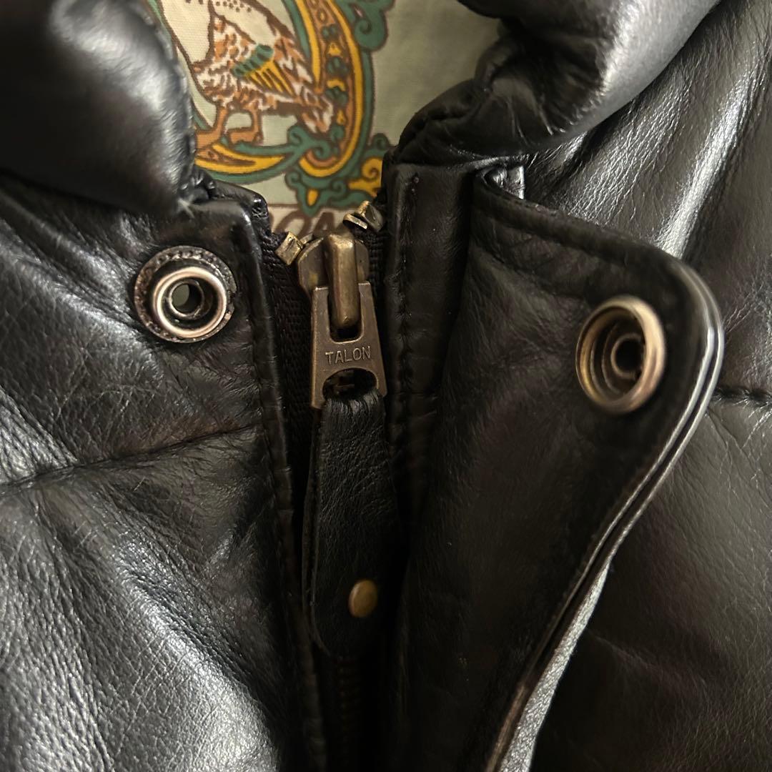 FREEDOM フリーダム ダウンジャケット レザー 牛革 y2k ブラック