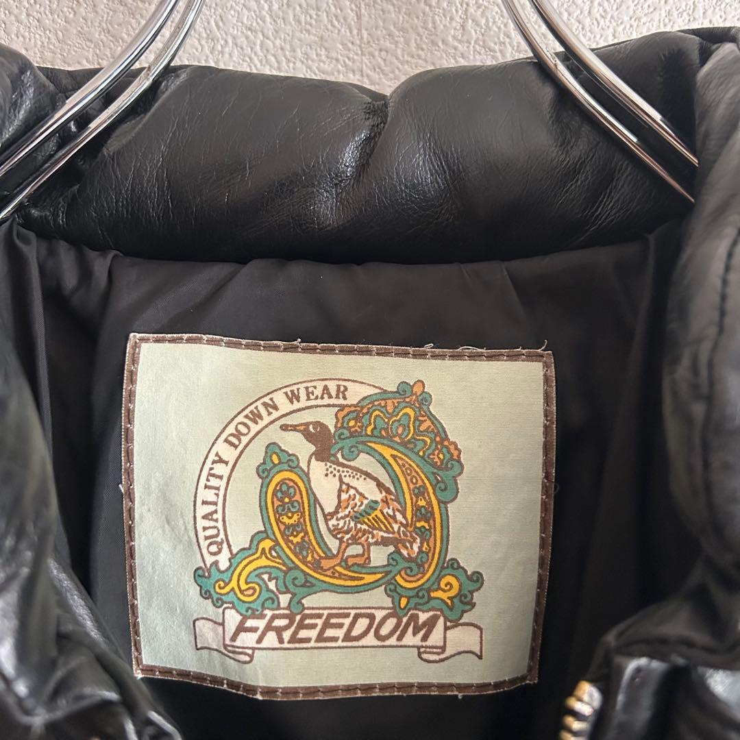 FREEDOM フリーダム ダウンジャケット レザー 牛革 y2k ブラック