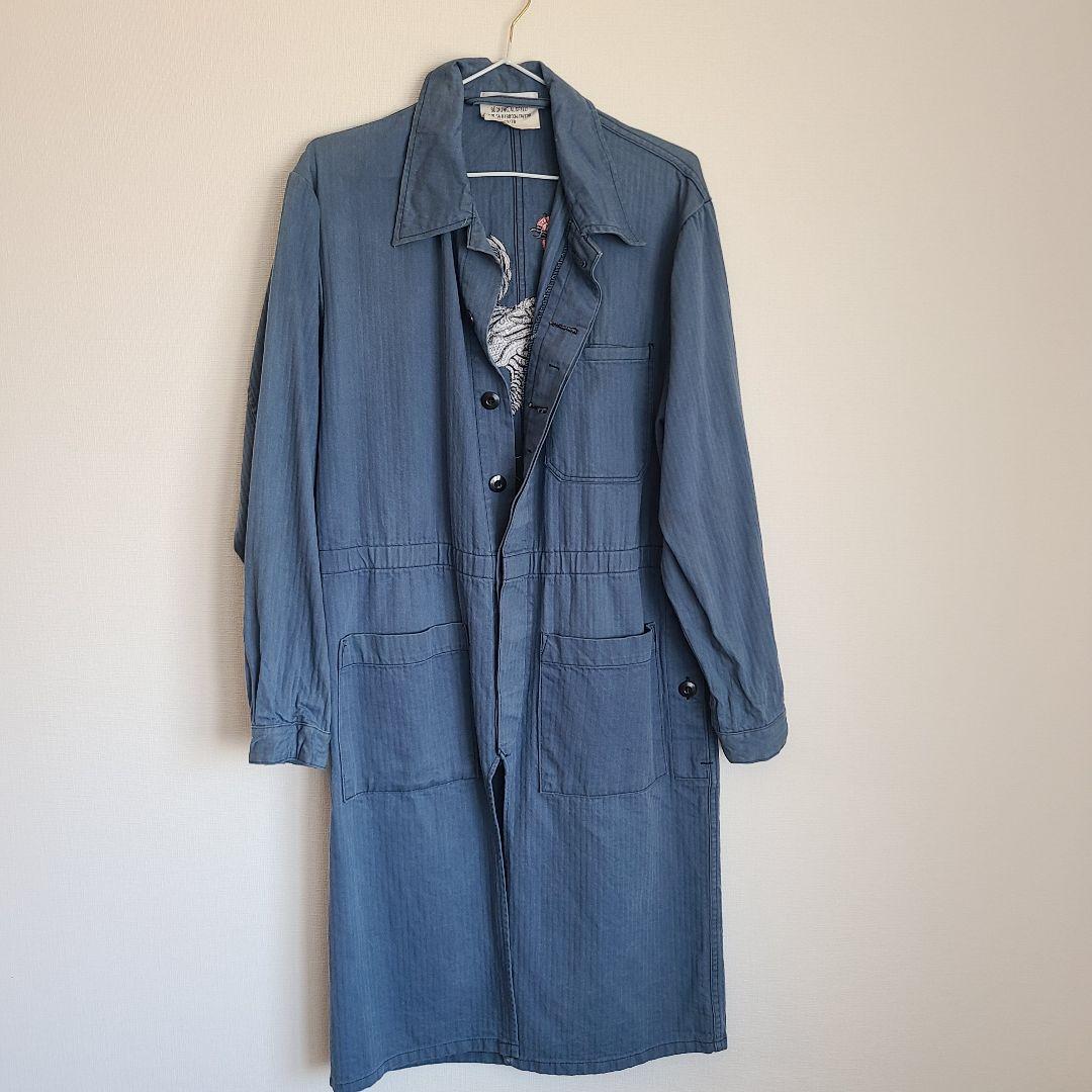 unsame　リメイクコート 軍鶏　デニム　和柄　和風　再構築　ヴィンテージ