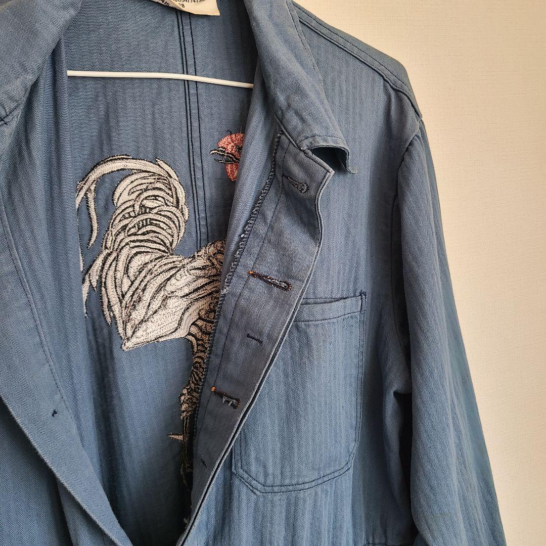 unsame　リメイクコート 軍鶏　デニム　和柄　和風　再構築　ヴィンテージ