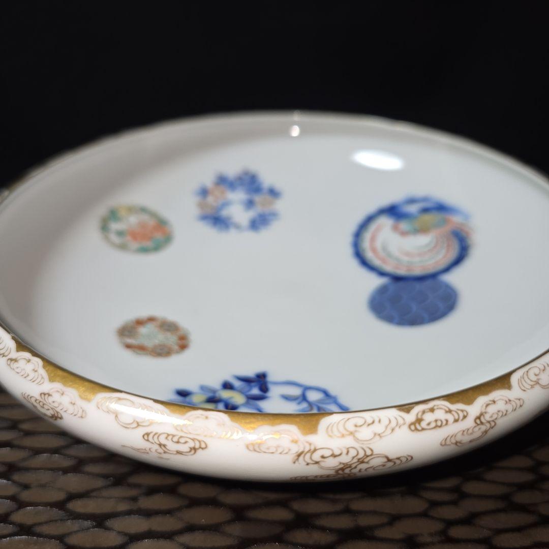 深川製磁　希少　オールド深川　染錦花丸紋　高台鉢　菓子鉢　盛り鉢