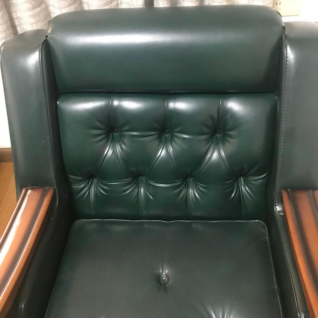 仁★70年代　昭和レトロ ダークグリーン 1人掛けソファ