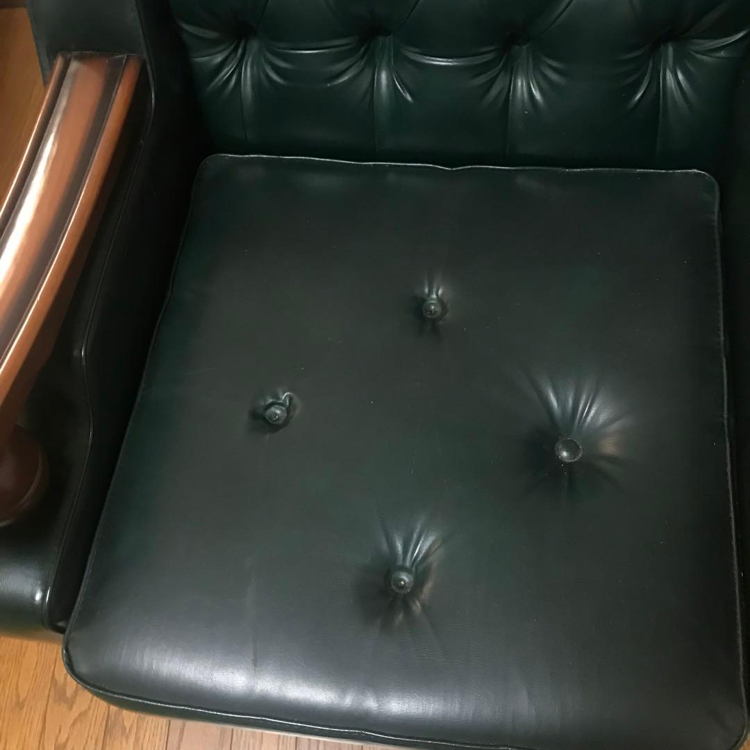 仁★70年代　昭和レトロ ダークグリーン 1人掛けソファ