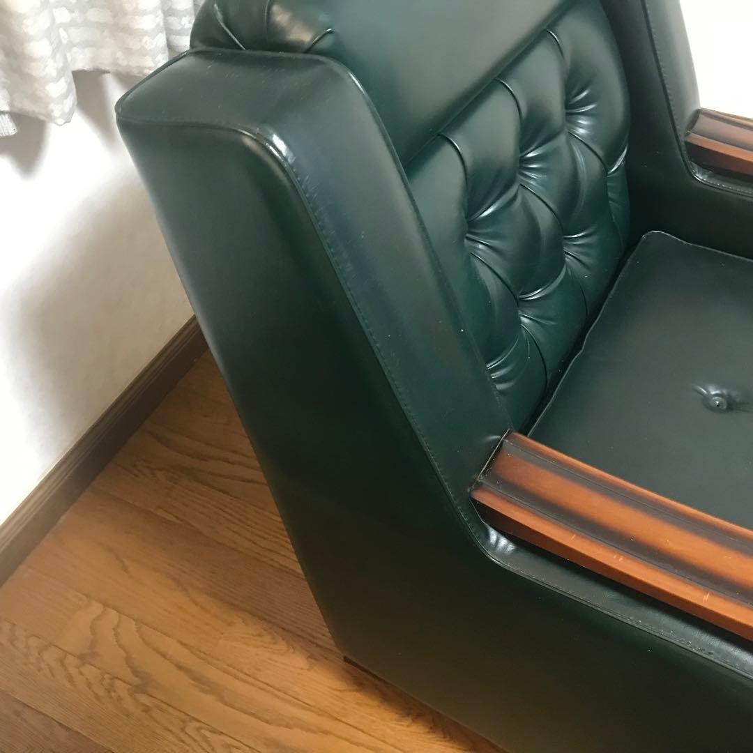 仁★70年代　昭和レトロ ダークグリーン 1人掛けソファ