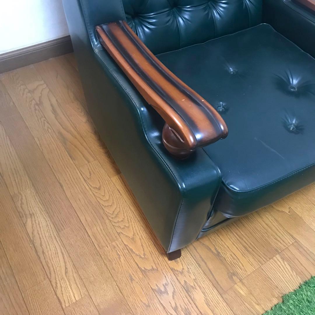 仁★70年代　昭和レトロ ダークグリーン 1人掛けソファ