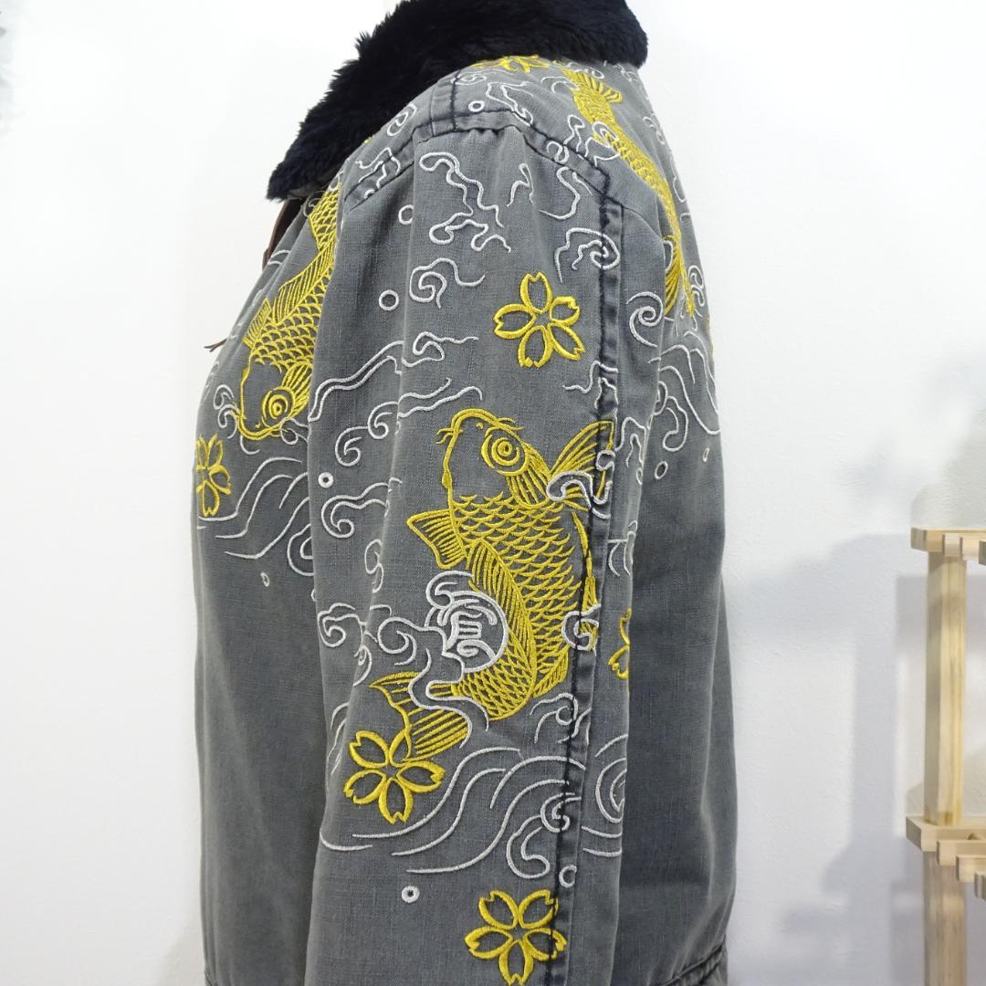 Kula by Eternal スカジャン風ミリタリージャケット 刺繍 グレーM