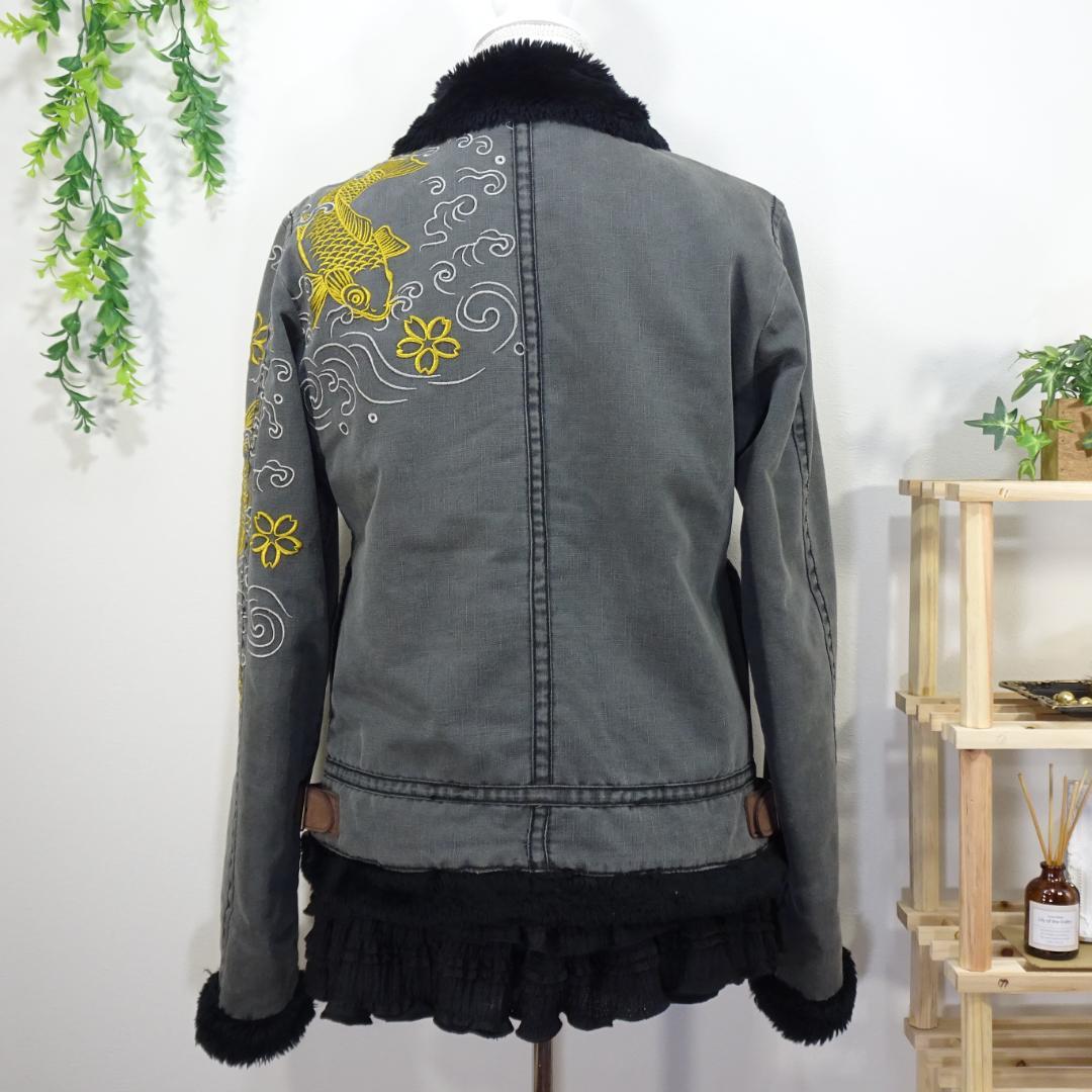 Kula by Eternal スカジャン風ミリタリージャケット 刺繍 グレーM