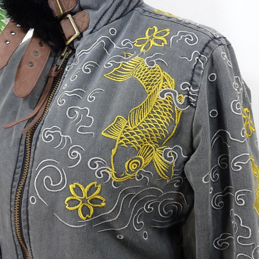 Kula by Eternal スカジャン風ミリタリージャケット 刺繍 グレーM