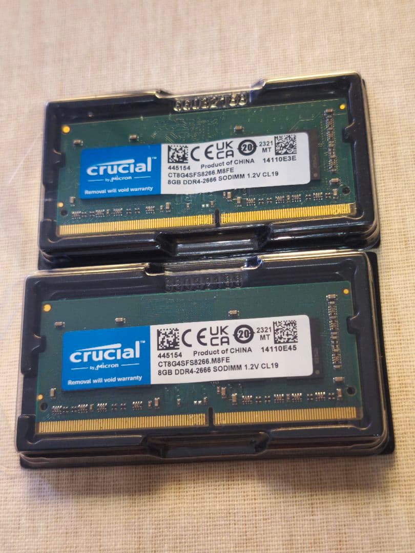 CrucialノートPC用メモリDDR4-2666 16GB（ 8GB×2枚 ）