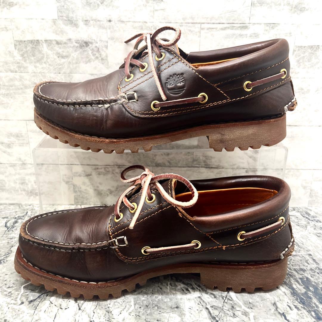 定番✨ ティンバーランド スリーアイ デッキシューズ ブラウン レザー 25.5