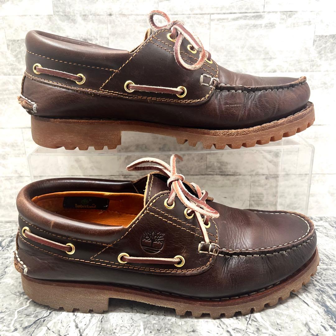 定番✨ ティンバーランド スリーアイ デッキシューズ ブラウン レザー 25.5