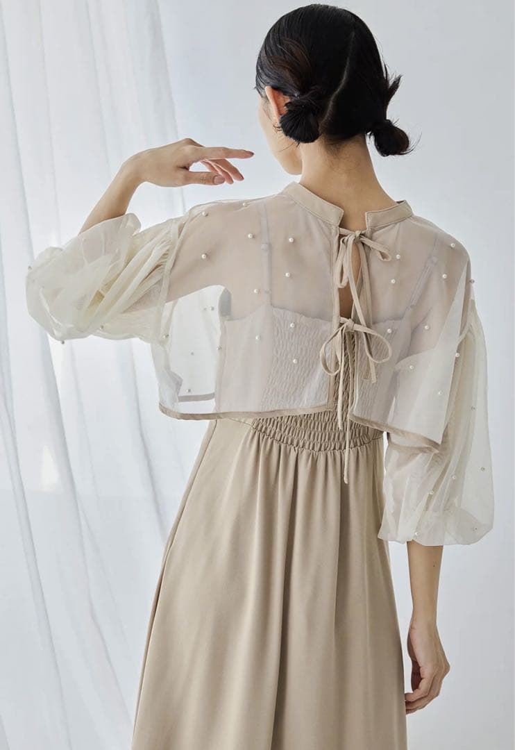 パールチュールボレロセットドレス