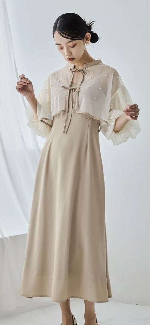 パールチュールボレロセットドレス
