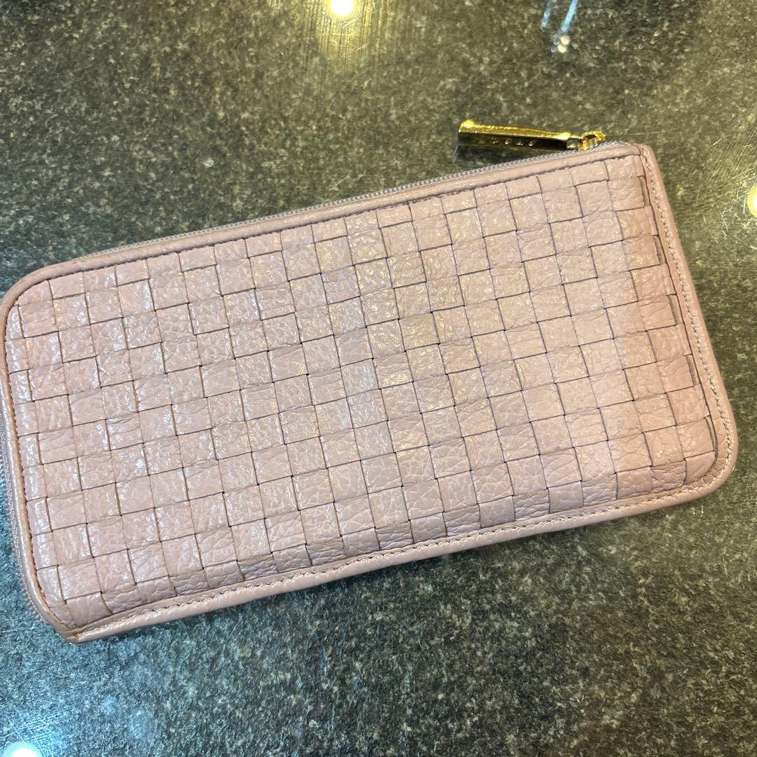 ATAO スリモ 薄紫色 編み込みレザー 長財布