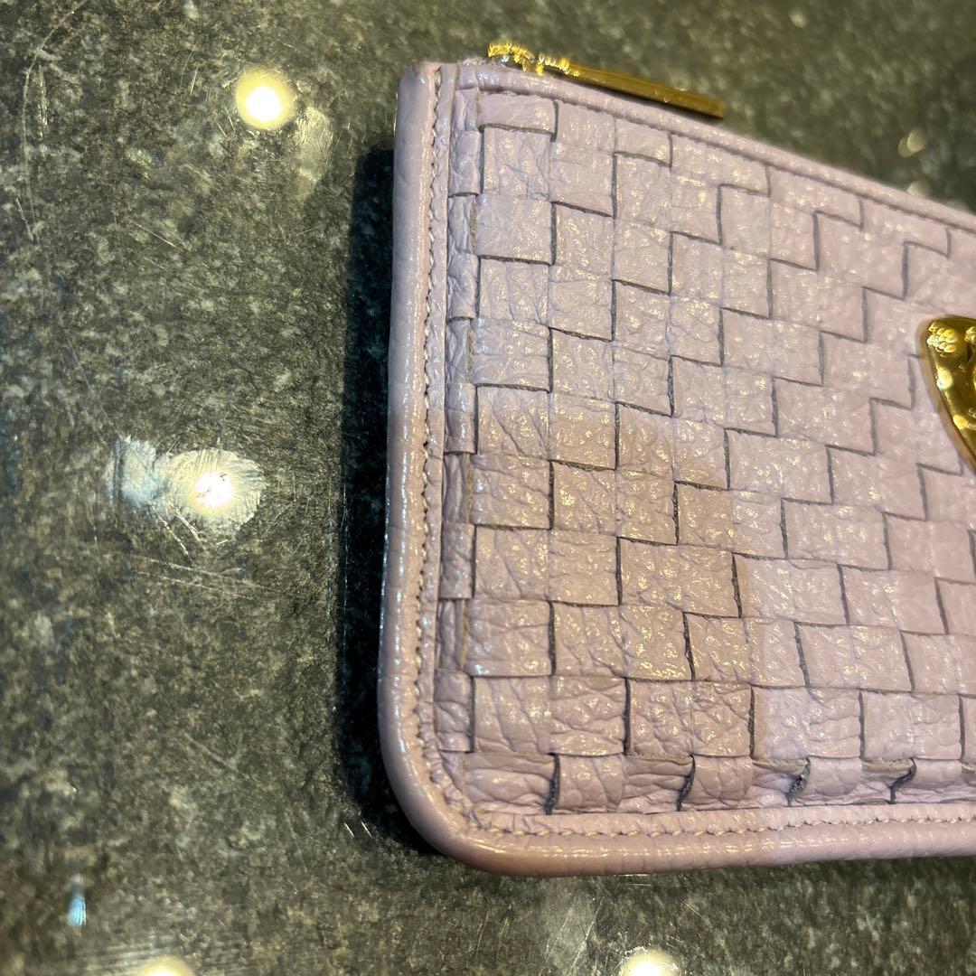 ATAO スリモ 薄紫色 編み込みレザー 長財布