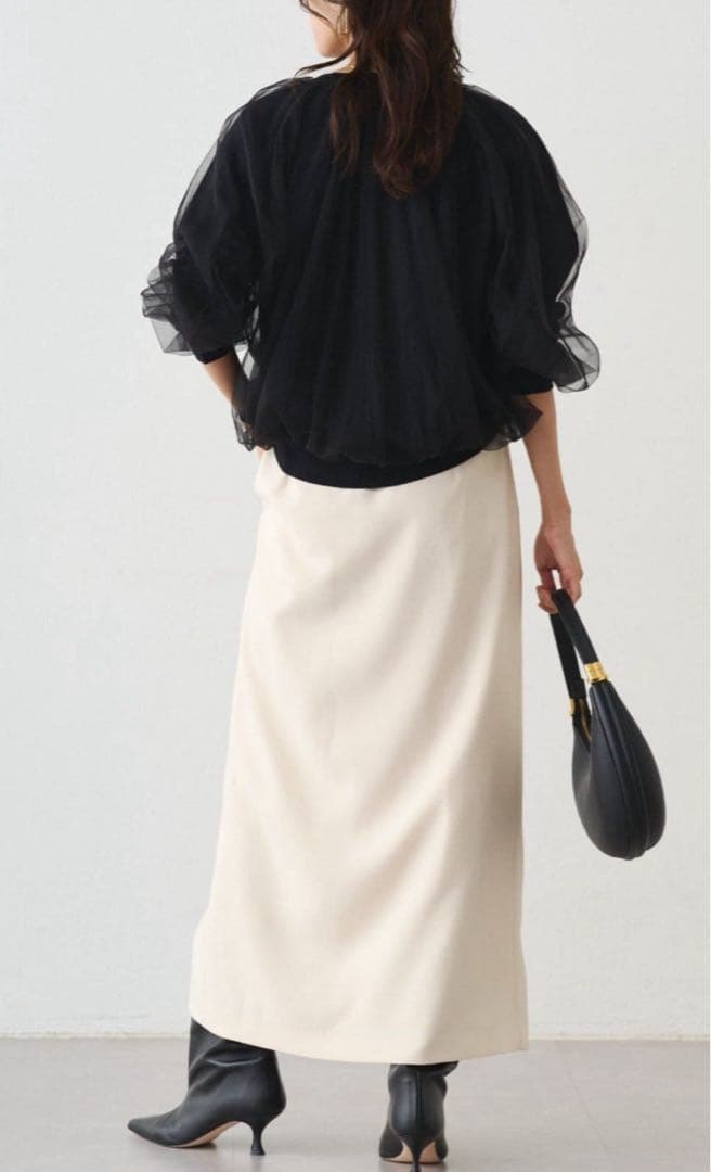 ◆新品未使用タグ付き◆【ラウンジドレス】チュールニット　ブラック