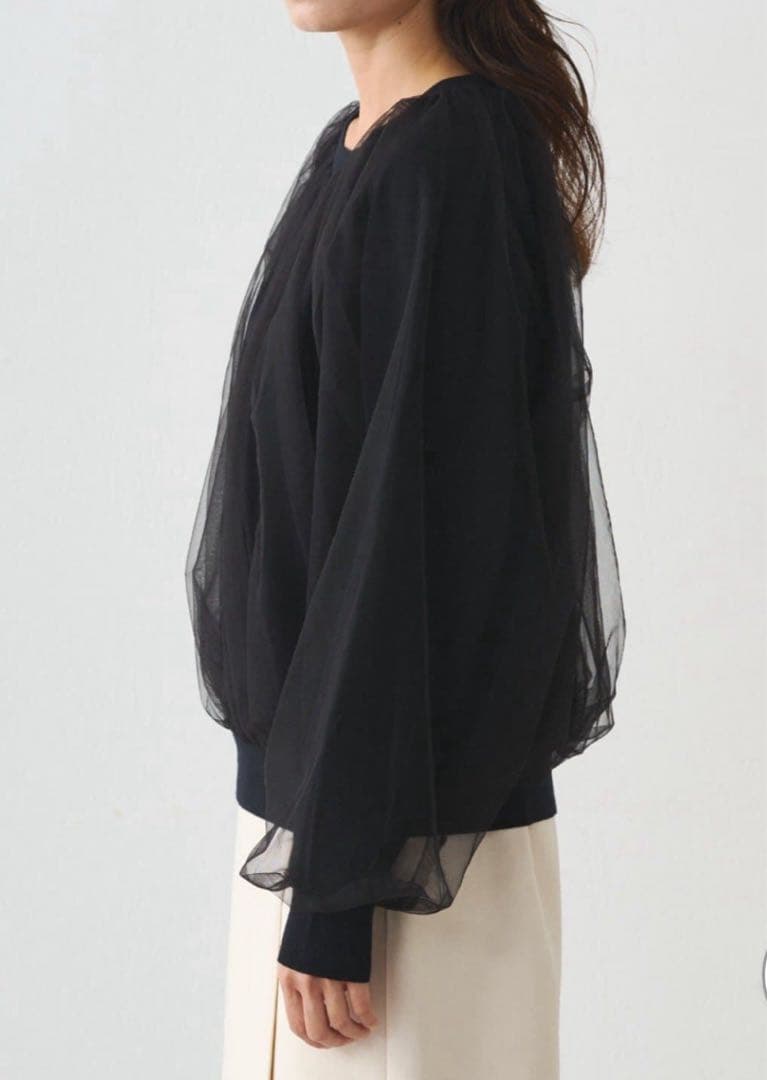 ◆新品未使用タグ付き◆【ラウンジドレス】チュールニット　ブラック