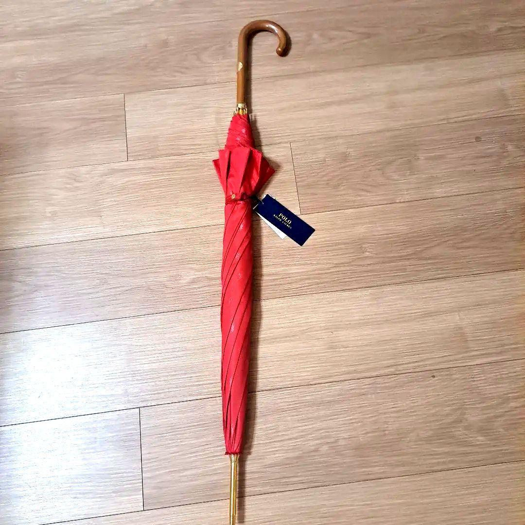 POLOラルフローレン赤い長傘 カーブハンドル 大人気商品！めちゃくちゃ可愛い