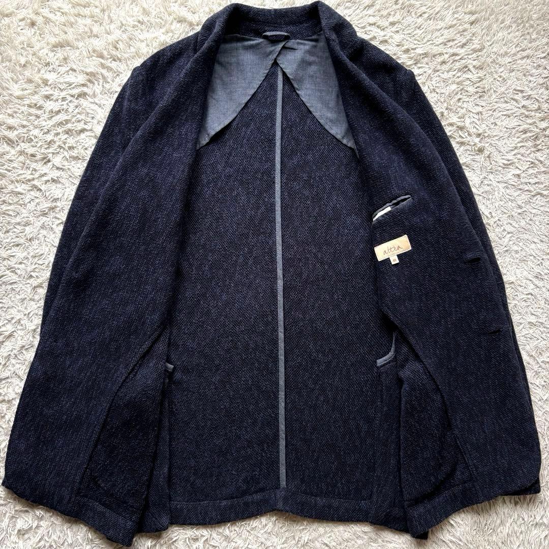 ★金ボタン★ altea ニットテーラード 麻混合 イタリア製 紺 Lサイズ