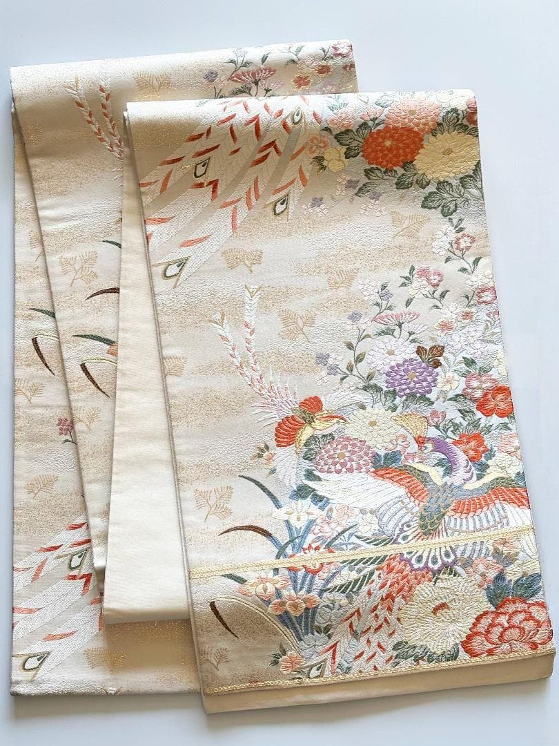 【blueaplicot】正絹 袋帯 鳳凰・四季花吉祥文様 金糸 礼装用