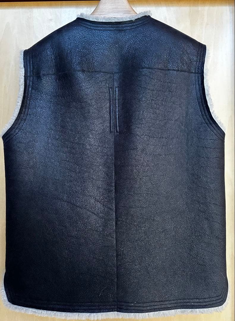 リックオウエンス　メンズレザー&ラムファーベストMサイズ