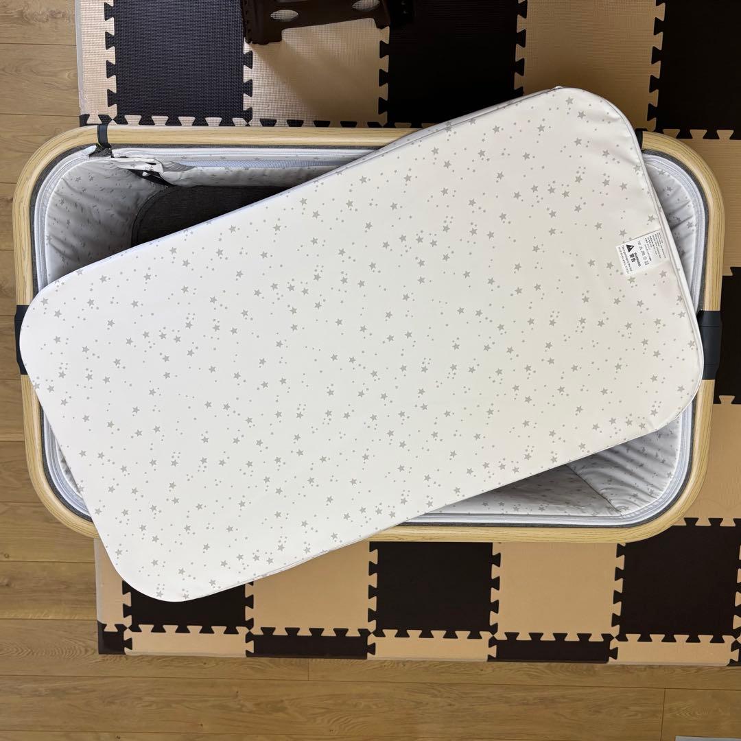 【HZDMJ正規品ベビーベッド添い寝折りたたみハイローベッドグレー
