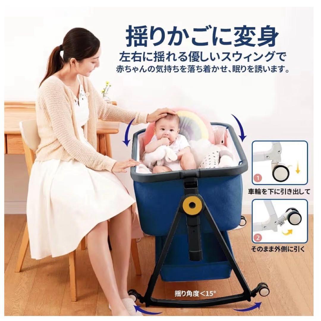 【HZDMJ正規品ベビーベッド添い寝折りたたみハイローベッドグレー