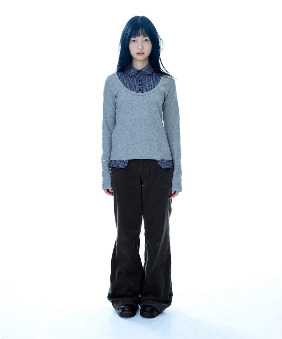 【新品未使用】COYSEIO ブラウスドッキング長袖カットソー グレー