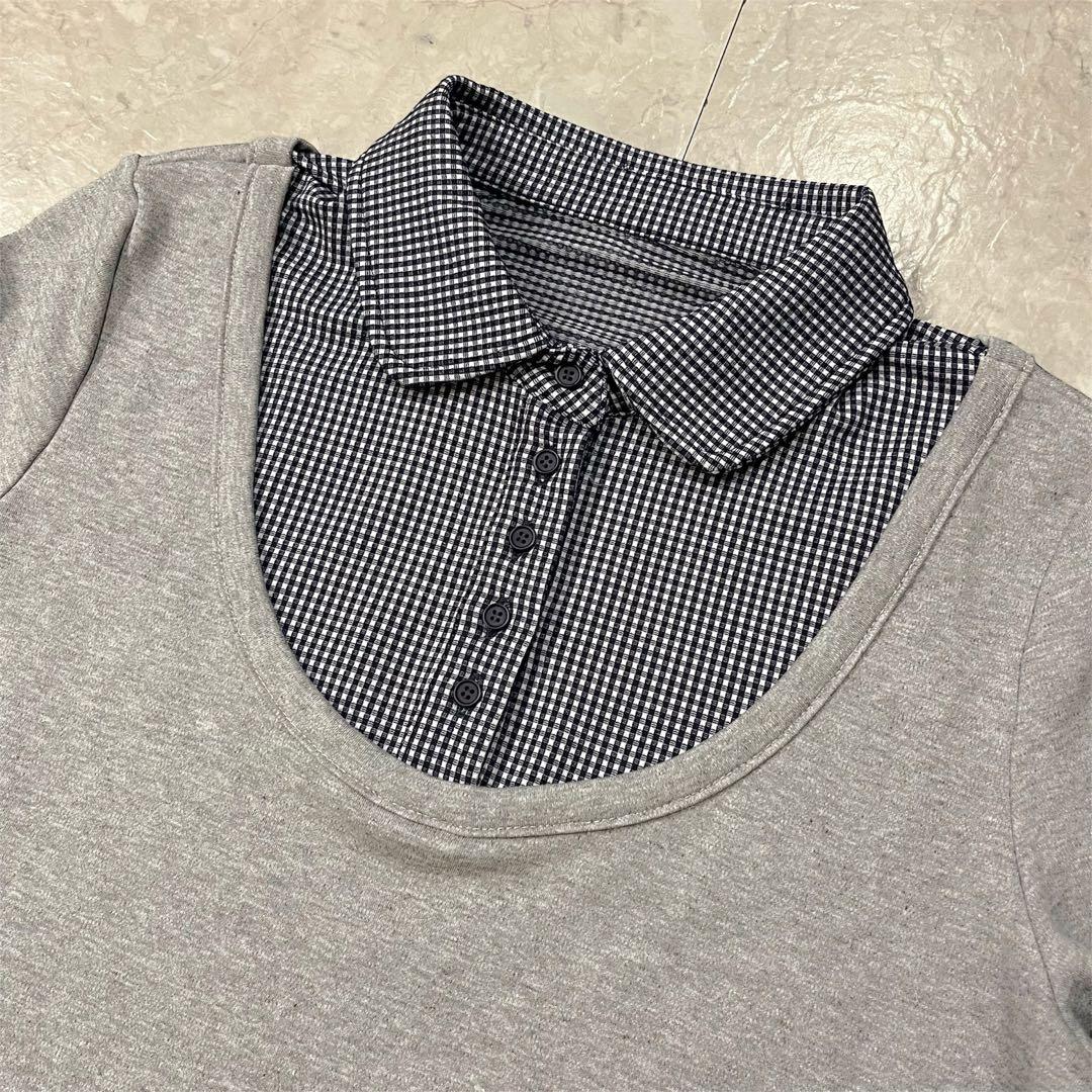 【新品未使用】COYSEIO ブラウスドッキング長袖カットソー グレー